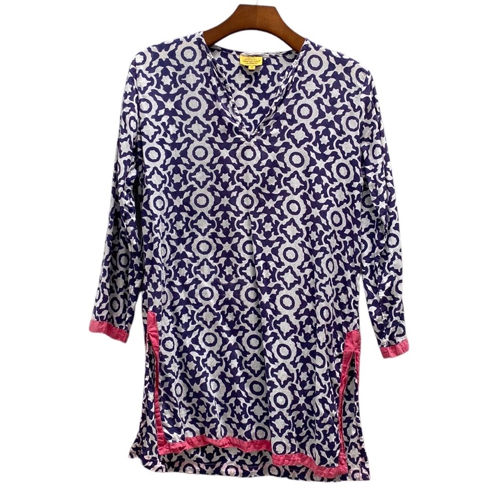 Original Roberta Roller Rabbit tunic or cover-up blue white pink SM